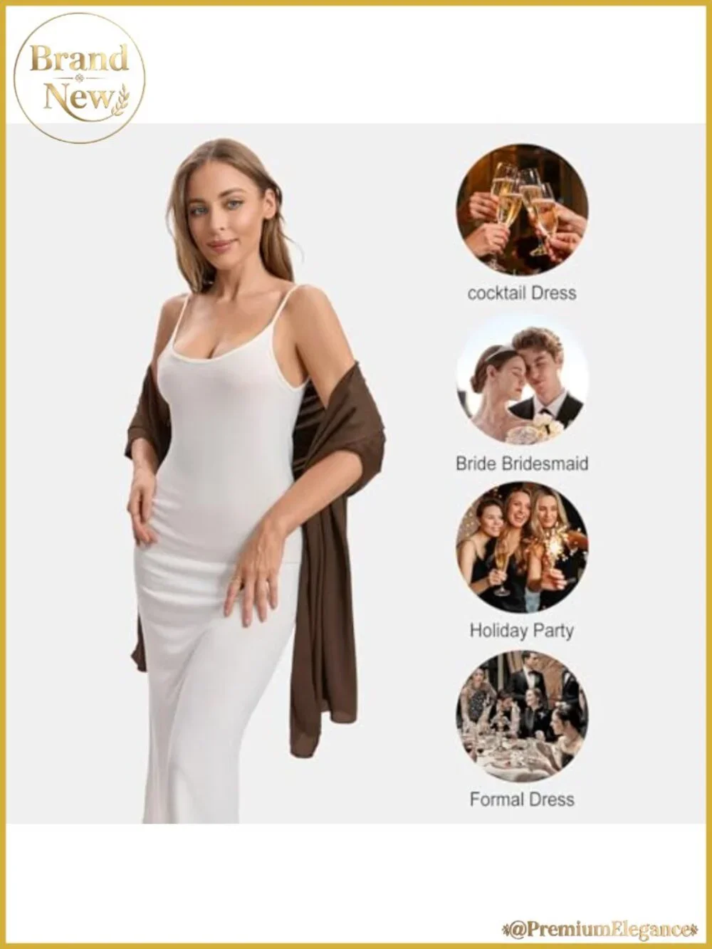Satin Shawl Wrap with Buckle Silky Scarf for Evening Dresses Wedding Party